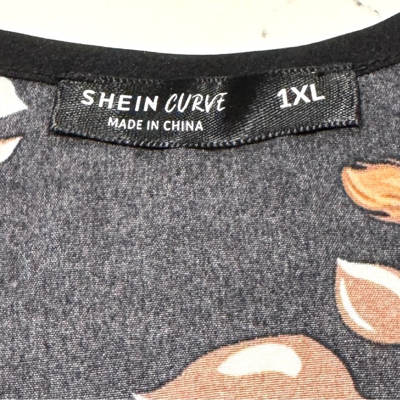 SHEIN Black and Brown Floral Cold Shoulder Blouse NWOT - Picture 6 of 8